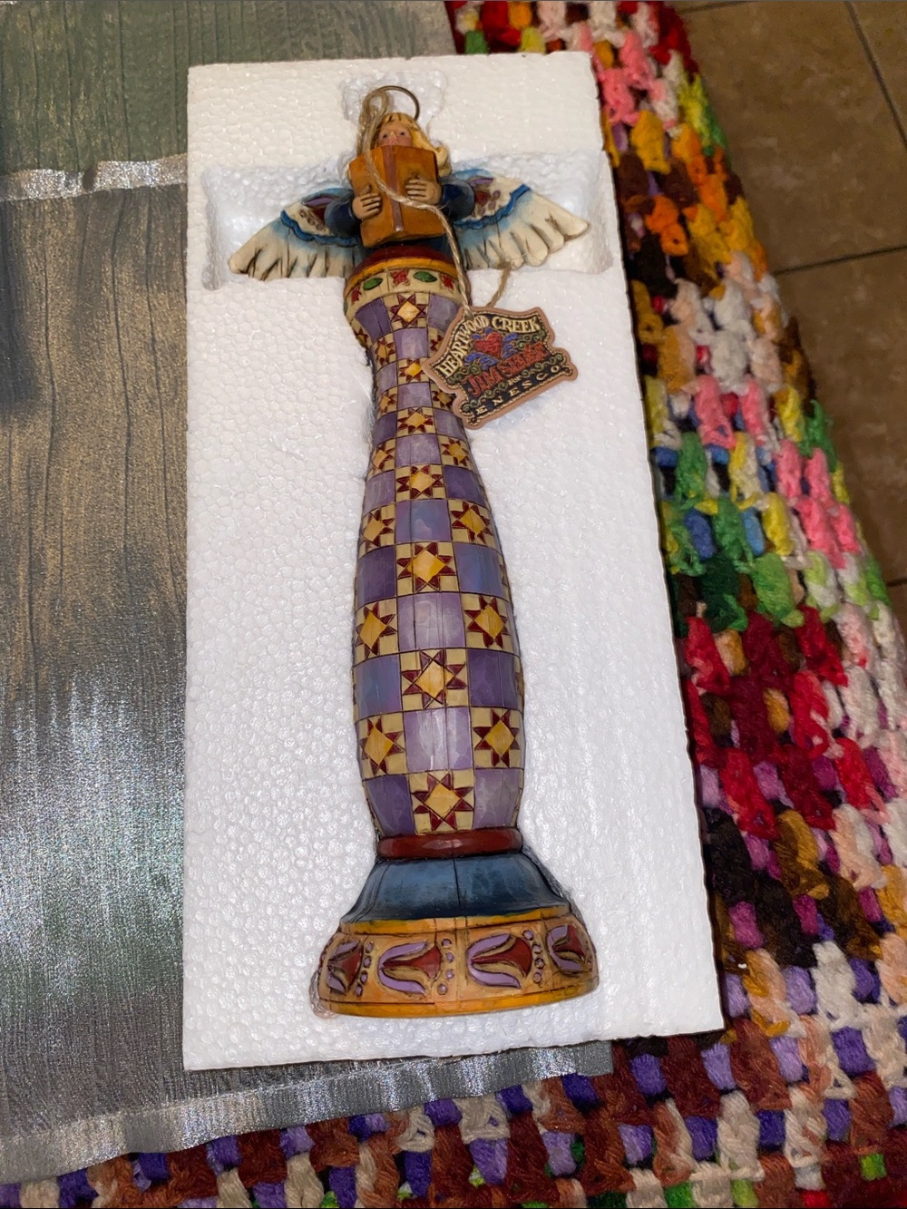 Jim Shore Angel Figurine with Blue, Purple, Gold Accents - Picture 7 of 9